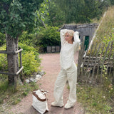 FLARED LEG LINEN PANTS